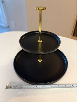 Stoneware 2 tier dessert/appetizer tray