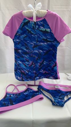 Girls 3-Piece size 7 Shark Print Swimsuit Set