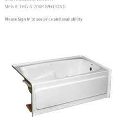 New TRG-S200R WHT/OND Oasis Geneva 60" X 32" X 21" One-Piece Gelcoat Soaking Tub With Left-Hand Drain White