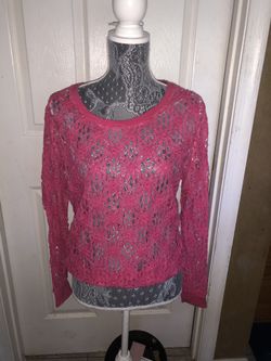 Pink Lace Sweatshirt Size M