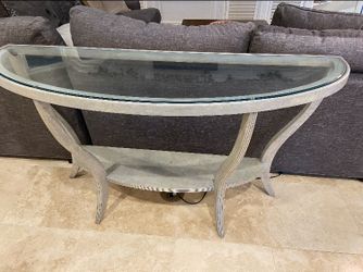Glass silver end table