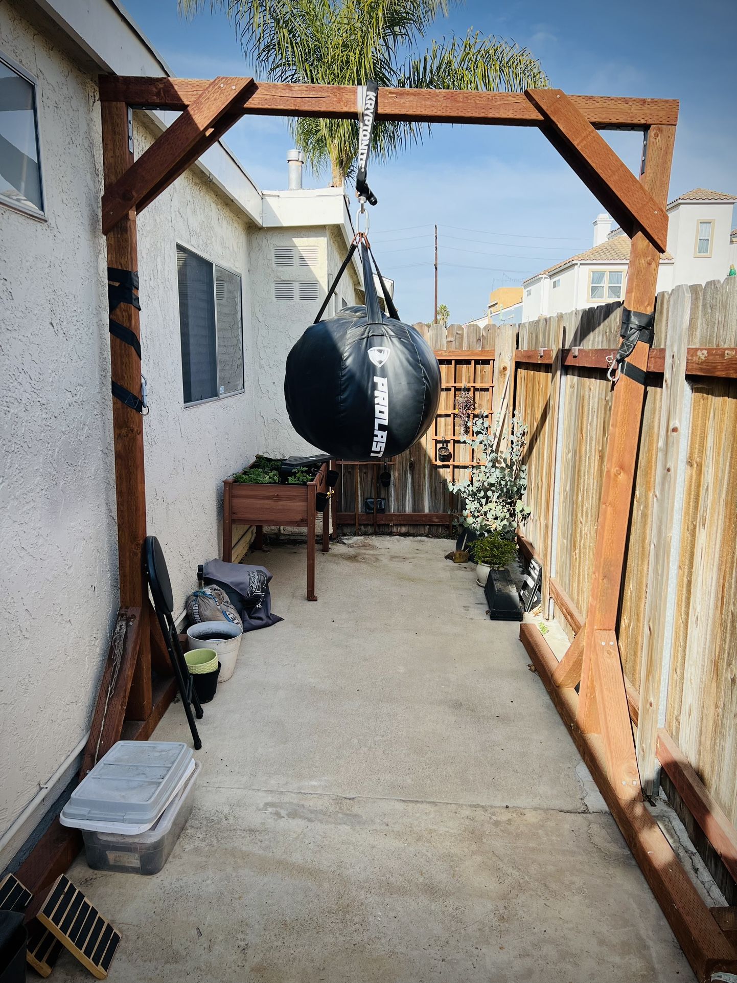 Prolast Punching Bag And Treated Wood Stand