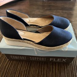 Womens Navy Blue Wedges