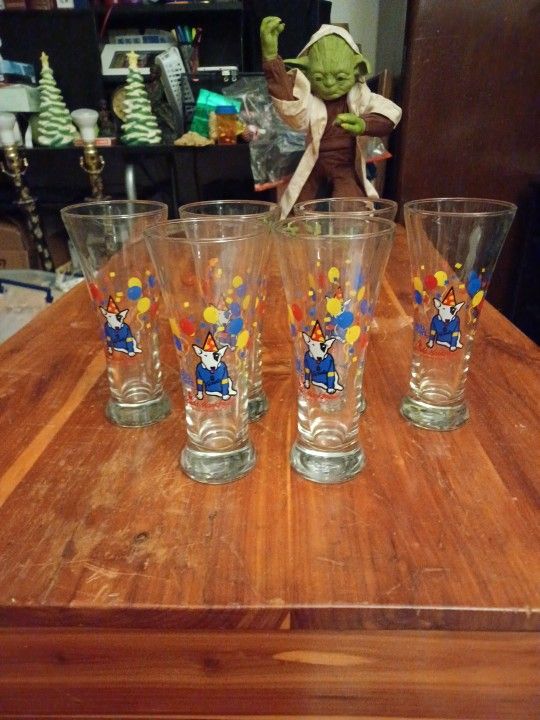 Vtg. 1987 Spuds MacKenzie Bud Light Tall Glasses