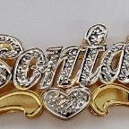 10k 14k Gold Personalized Double Name Plate Pendant With Or Without Chain