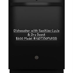 GE® Top Control with Plastic Interior Dishwasher with Sanitize Cycle & Dry Boost
$600 Model #:GDT550PGRBB