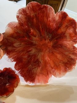 Handmade resin platter & coaster set - unique gift idea! 