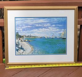Framed art print of Regatta at Sainte-Adresse (1867) by Impressionist painter Claude Monet