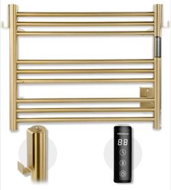 Wall-Mounted 9-Bar Heated Towel Rack, 2-Min Heat, NTC Safety
4 Timers & 3 Heat Levels Control, Plug-In/Hardwired, Top Hooks, Memory Function, Anti-Sca