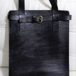 Rare Authentic Vintage YARGICI Tote-Extremely Thick Rich Black Leather -Made in Turkey -High Quality Turkish Leather Deigner Bag-Large Tote