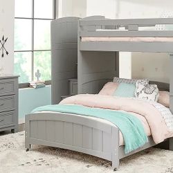 Kids Cottage Colors Gray Twin/Full Step Bunk Bed With Desk