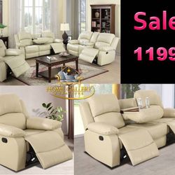 ‏ Beige 3-Piece Sofa Set