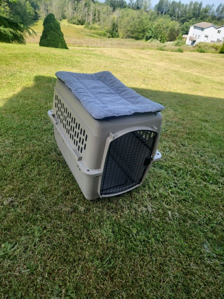 36" Plastic Pet Dog Crate Kennel Carrier With Pad