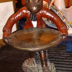 Large Vintage Monkey Butler Statue w/ Trinket Tray