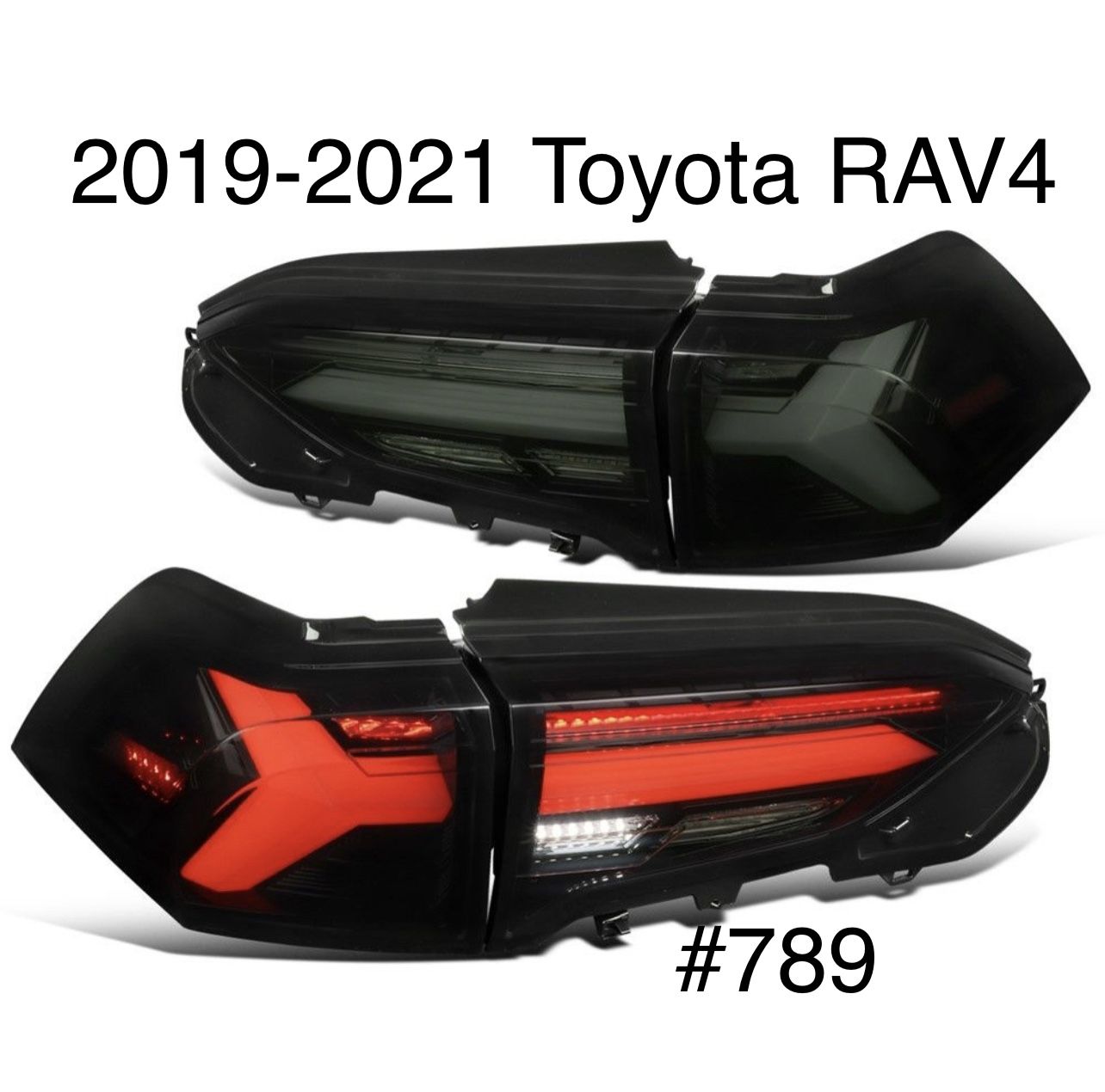 2019 TO 2021 Toyota RAV4 LED Taillights Sequential - Jet Black / Smoked (FOR THE PAIR)
