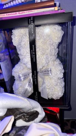 White Faux Flower Bear
