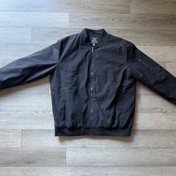 Men’s Black Bomber Jacket Quilted Lining XL Like New