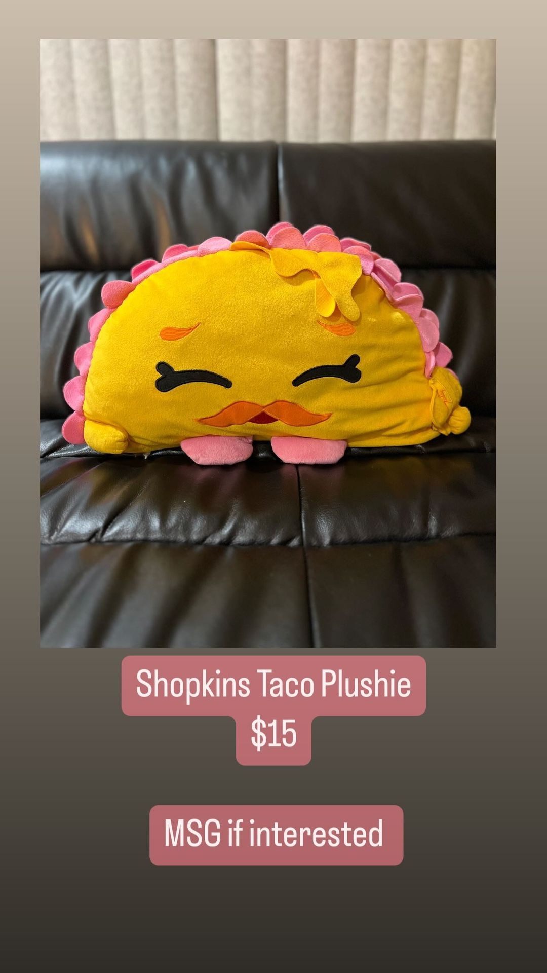 Shopkins Taco Plushie 19” Wide