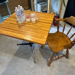 Wooden table & chair