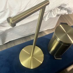 Bathroom Toilet Paper Holder And Matching Trash Can