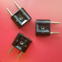 Vintage Black 2-Prong European Plug Adapters - Lot of 3 (Bakelite Style)