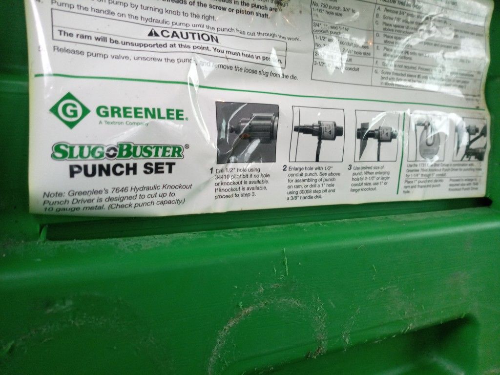 GREENLEE HYDRAULIC SLUGOBUSTER PUNCH SET