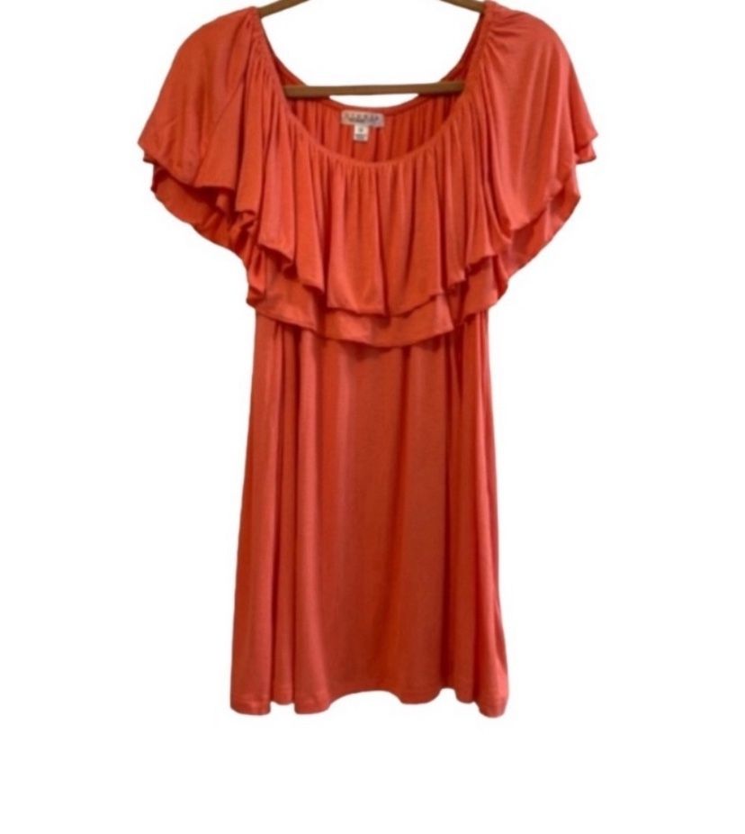 STUDIO WOMAN JPR Top Coral Sleeveless Ruffled Scoop Neck Knit Plus Size 1X NWT