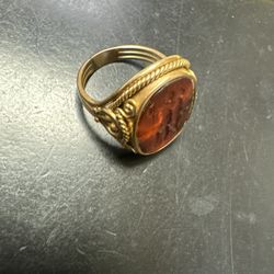 Gold Ring With Woman And Man Nude 1960-70s Era 