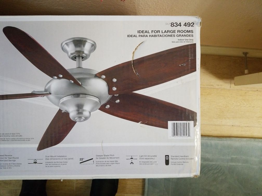New In Box Ceiling fan Hampton Bay Altura 56" With 5 Real Wood Blades