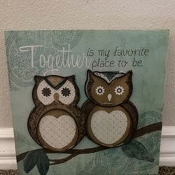 Together Is My Favorite Place Owl Wall Canvas Decoration 