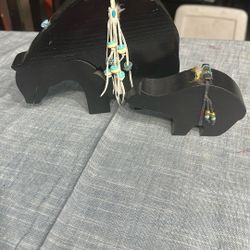 Wooden Hand Carved Black Bears
