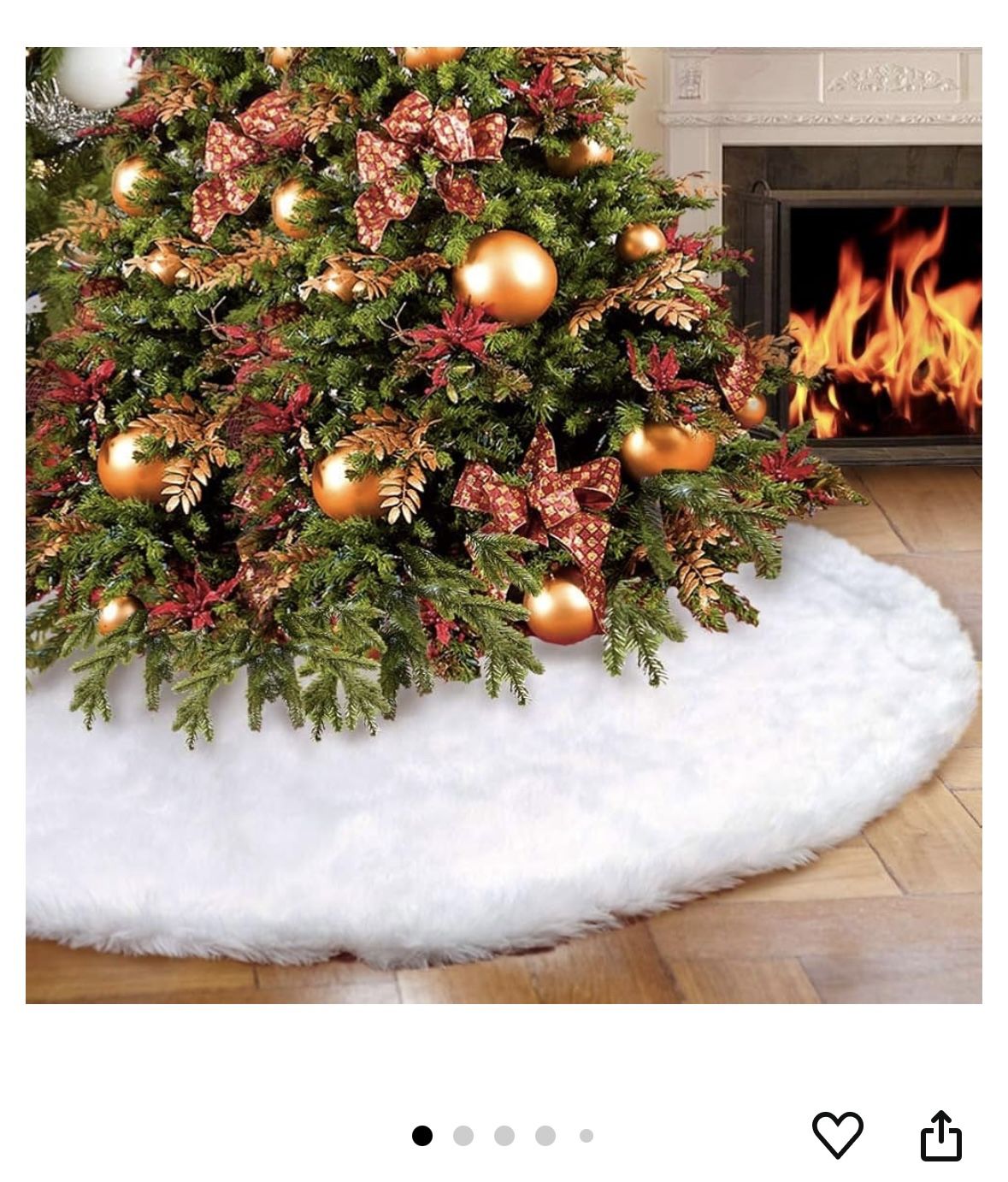 Aytai Christmas Tree Skirt 48 Inch White Faux Fur Christmas Tree Skirt Luxury Tree Skirts for Holiday Christmas Decorations