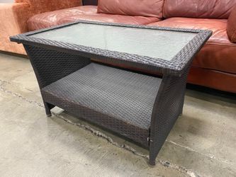 Outdoor Rattan and Glass Coffee Table