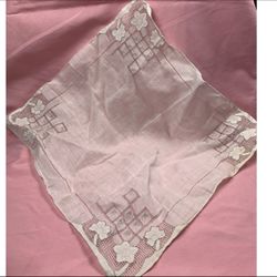1930-40's Floral Embroidered Handkerchief Pocket square