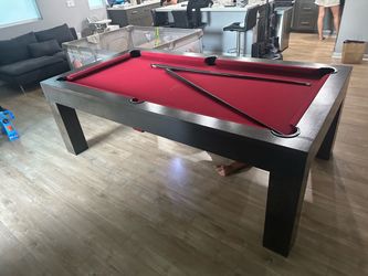 Modern Pool Table/ dining table with Red Felt