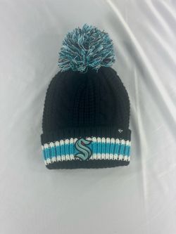 Seattle Kraken ’47 Brand Knit Pom Beanie Hat – Black/Aqua