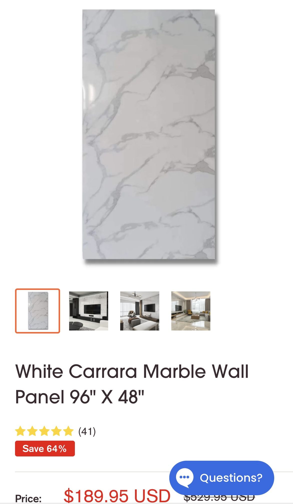 White Carrera Marble Wall Panels