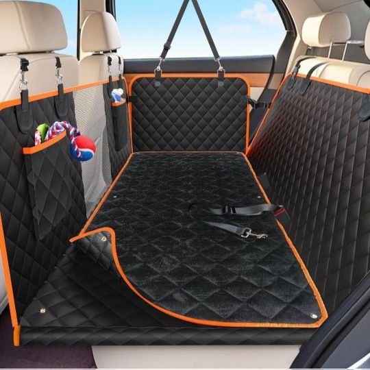 Dog Car Seat Cover for Back Seat with Hard Bottom, 2025 Upgraded Waterproof Dog Seat Extender Holds 465lbs, Anti-Scratch Hammock with Four Season Cush