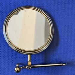 Vintage Two Different Magnifications, Metal & Glass Vanity Mirror