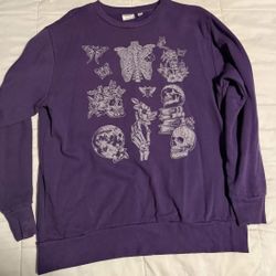 VTG Mighty Fine Men's Skull Purple Sweatshirt SIZE M
