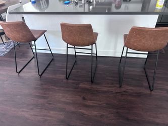 Brown Faux Leather Bar Stools
