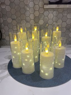 8 White Flameless Candles 
