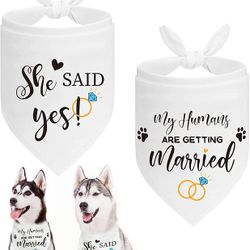 Dog Wedding Bandana Engagement Bridal Party Show Dog of Honor Scarf Triangle 2pc
