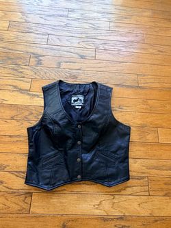 Black Leather Motorcycle Vest