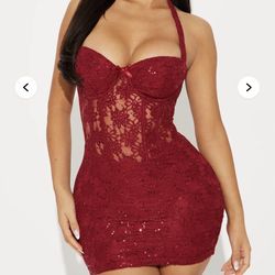 Fashion Nova Champagne Wished Lace Mini Dress