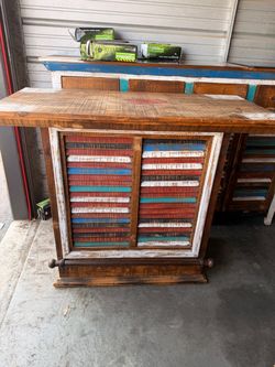 Rustic Reclaimed Wood Cabinet with Shutter Doors