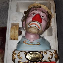 Vintage Ezra Brooks Porcelain ceramic clown collector's series liquor bottle