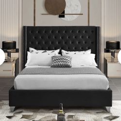 Jennie Solid wood Tufted Upholstered Low profile Platform Twin Bed