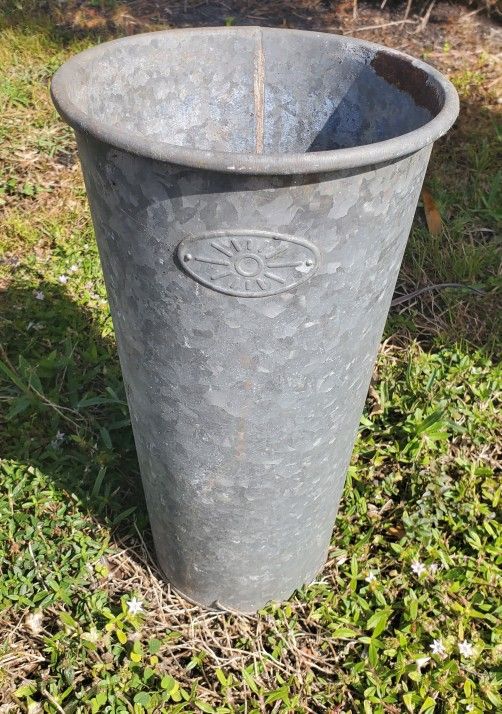 Galvinized Metal Flower Container, Garden Pot