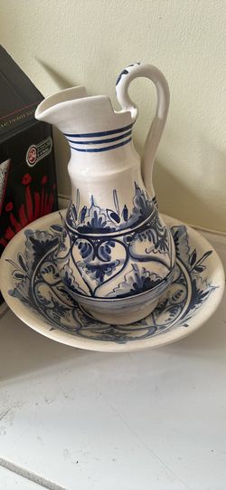 Portugal Hand Painted Pitcher With Bowl 